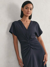 Petite Ruched-Front Midi Dress Navy | Women