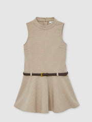 9-13 yrs Drop Waist Belted Sleeveless Dress Neutral | Children & Baby