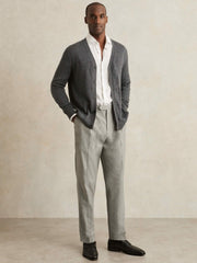 Regular Fit Herringbone Trousers With Cotton Grey | Men