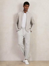 Merino Wool Zip Through Cardigan Wicker Brown Melange | Men
