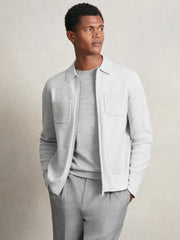Four-Pocket Zip-Through Cardigan Soft Grey | Men