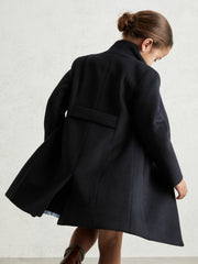3-9 yrs Wool-Blend Funnel-Neck Coat Navy | Children & Baby