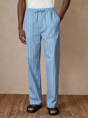 | Ché Poplin Stripe Trousers Bright Blue/White | Men