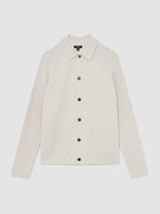 Button-Through Ribbed-Sleeve Shirt Oatmeal Brown | Men