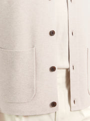Button-Through Ribbed-Sleeve Shirt Oatmeal Brown | Men