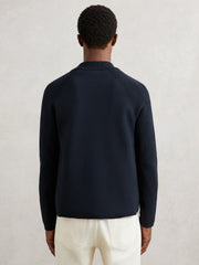 Button-Through Ribbed-Sleeve Shirt Navy Blue | Men