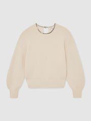Wool-Blend Necklace-Trim Jumper with Cashmere Cream | Women