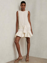 Ruffle Hem Belted Mini Dress Ivory | Women