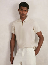Textured Raglan Half-Zip Polo Shirt Stone | Men