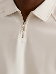 Textured Raglan Half-Zip Polo Shirt Stone | Men