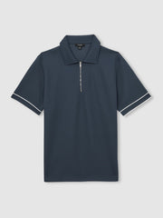 Textured Half-Zip Tipped Polo Shirt Airforce Blue | Men
