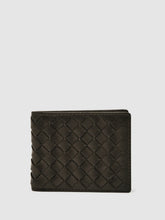 Leather Large Lattice-Effect Wallet Dark Brown | Men