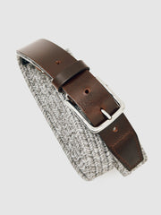 Webbing Belt With Leather Trim Soft Grey | Men