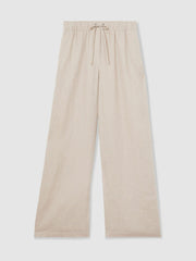 Petite Linen-Blend Wide-Leg Trousers Neutral | Women