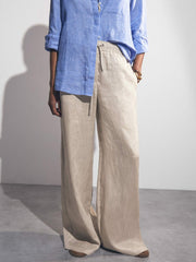 Petite Linen-Blend Wide-Leg Trousers Neutral | Women