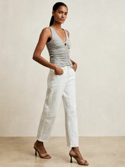 Stretch Lyocell Jersey Ruched Vest Silver Grey | Women