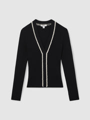 Craft-Stitch Rib-Knit Top Navy/White | Women