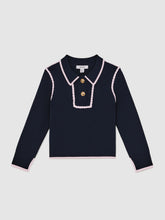 13-14 yrs Piped Knitted Collar Top Navy | Children & Baby