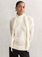 Wool Scarf-Tie Draped Jumper Cream | Women