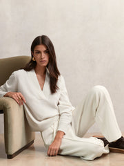 Cashmere V-Neck Jumper Cream | Women