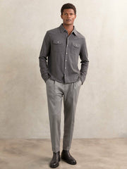 Cotton-Cashmere Western Knitted Shirt Charcoal Grey | Men