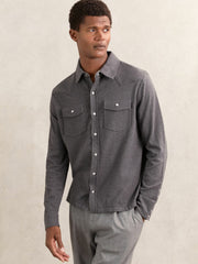 Cotton-Cashmere Western Knitted Shirt Charcoal Grey | Men