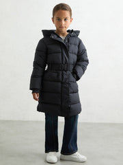Longline Hooded Puffer Coat Navy | Children & Baby