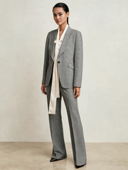 Petite Check Flared Suit Trousers Grey | Women