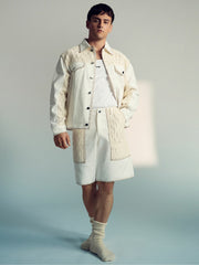 | Tom Daley Crochet Denim Jacket Off White | Men