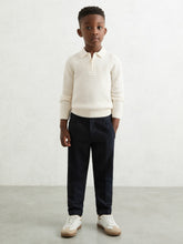 9-13 yrs Wool Waffle-Knit Half-Zip Polo Shirt Off White | Children & Baby