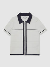 13-14 yrs Tipped Knit Zip-Through Shirt White/Navy | Children & Baby
