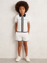 3-9 yrs Tipped Knit Stitch-Detail Shorts White/Navy | Children & Baby