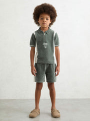 3-9 yrs Chenille Tipped Motor Cars Shorts Dark Sage Green/White | Children & Baby