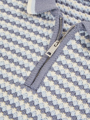 3-9 yrs Knitted Stripe Half-Zip Polo Shirt Blue/White | Children & Baby