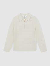 13-14 yrs Wool Waffle-Knit Half-Zip Polo Shirt Off White | Children & Baby