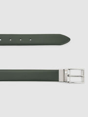 Reversible Leather Belt Forest Green/Off White | Men