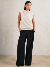 Petite Wide Leg Elasticated Waist Trousers Navy | Women