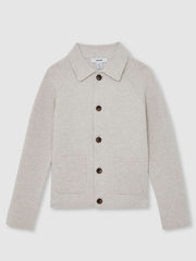 9-13 yrs Button-Through Knitted Cardigan Oatmeal Melange | Children & Baby
