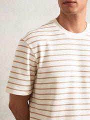 Cotton Textured Stripe T-Shirt Oatmeal/White | Men