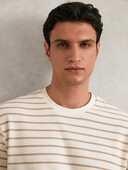 Cotton Textured Stripe T-Shirt Oatmeal/White | Men