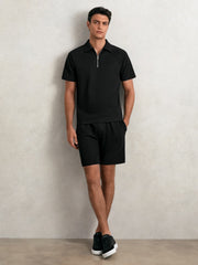Textured Drawstring Shorts Black | Men