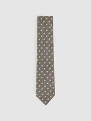 Wool-Silk Floral-Medallion Tie Grey | Men