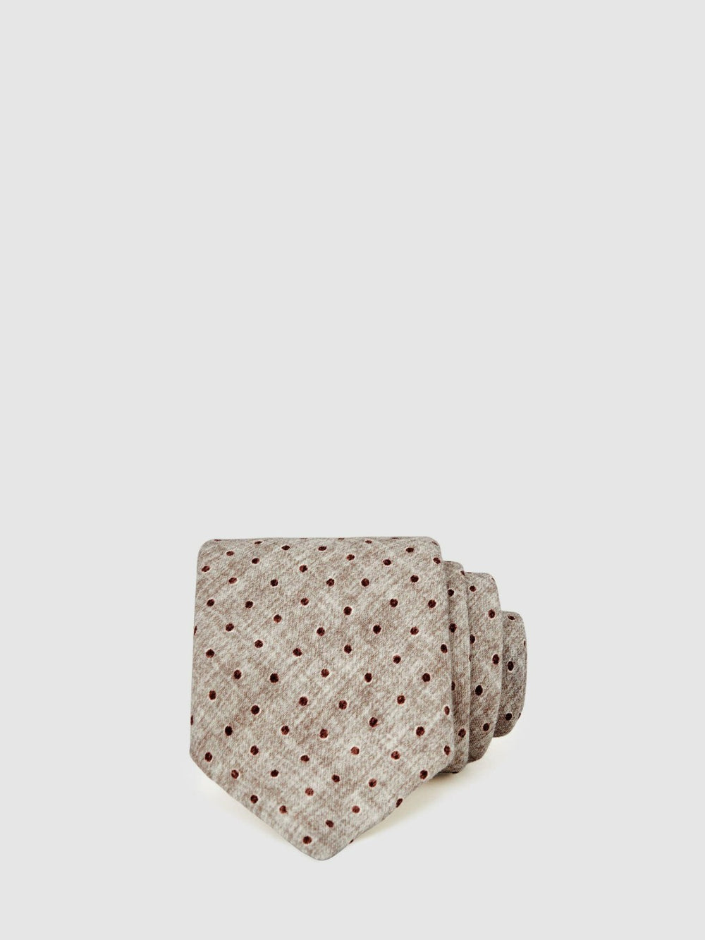 Wool-Cotton Polka-Dot Tie Grey Melange | Men
