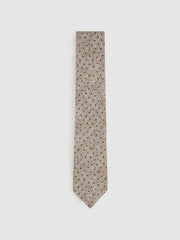 Wool-Cotton Polka-Dot Tie Grey Melange | Men