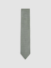 Silk Geometric-Chain Print Tie Sage | Men