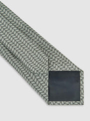Silk Geometric-Chain Print Tie Sage | Men