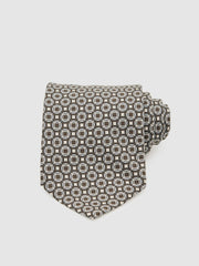 Silk Geometric-Print Tie Chocolate Brown Multi | Men