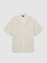 Cotton-Blend Crochet Shirt Off White | Men