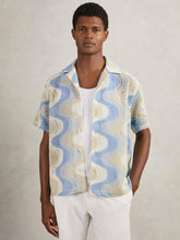 Wave Crochet Cuban Collar Shirt Blue Multi | Men