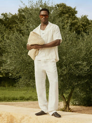 | Ché Linen Wide-Leg Trousers White | Men